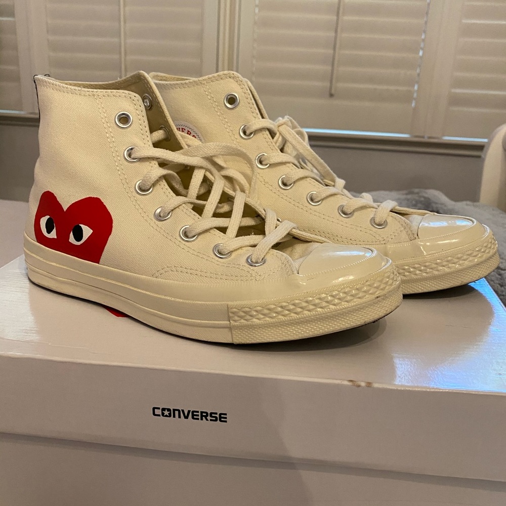 CDG PLAY x Converse Beige Hightop Sneaker